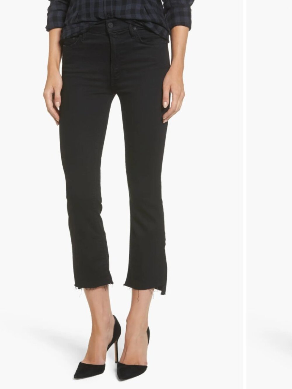 MOTHER Insider Crop Step Fray Jeans Size 26 Black